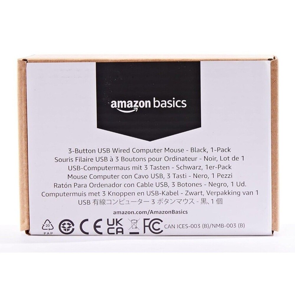 Amazon Basics 3-Button Wired USB Computer Mouse, Black - Picture 8 of 8
